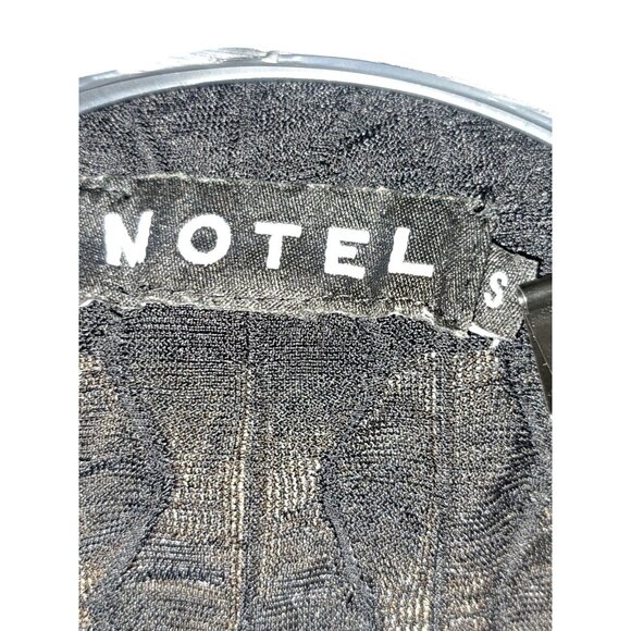 Motel Rocks Womens Sheer Crinkle Mesh Tie Front Crop Top Black Long Sleeve Small - Picture 3 of 7